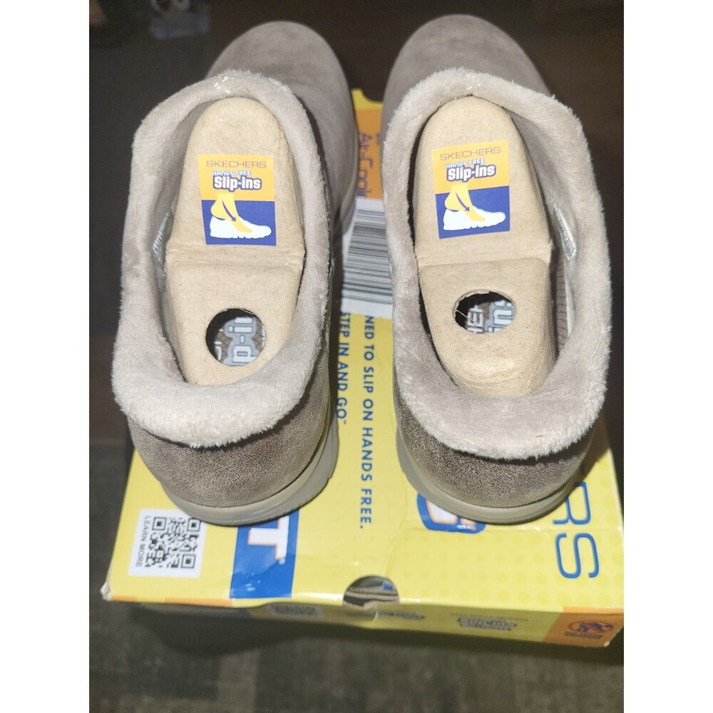 Skechers Slip Ins Womens 8.5 Easy Going Modern Hour Taupe Shoes Fur Lined NIB - Picture 3 of 4